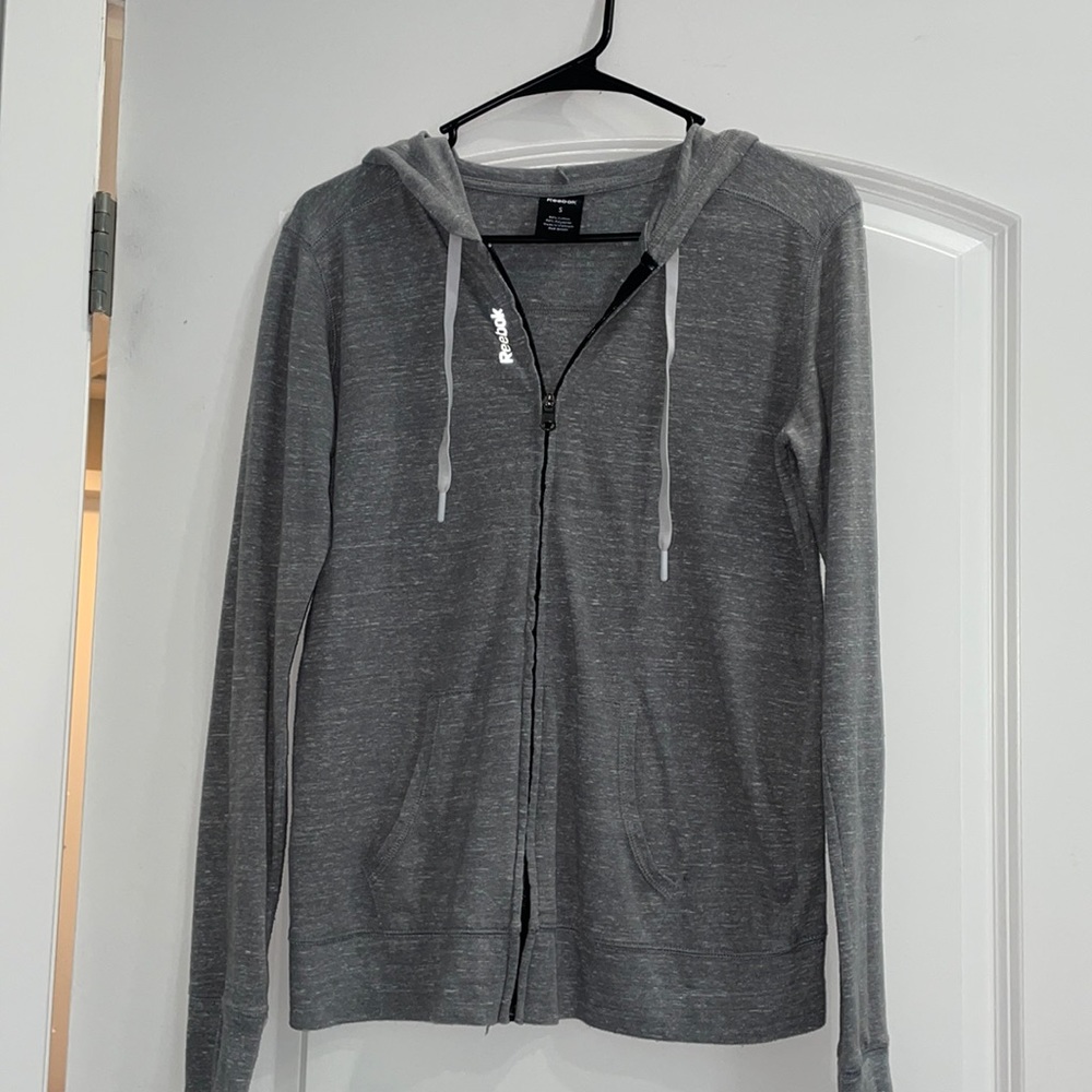 Reebok heather gray zip-up hoodie S